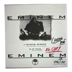 DJ Rec Eminem Slim Shady 45 Vinyl #46/150 Signed by Chedda Bob + Inscription